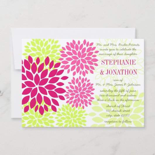 Moderne Floral Chrysanthemum Wedding Invitations Kaart (Voorkant)