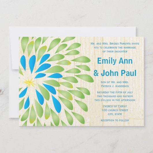 Moderne Floral Chrysanthemum Wedding Invitations Kaart (Voorkant)