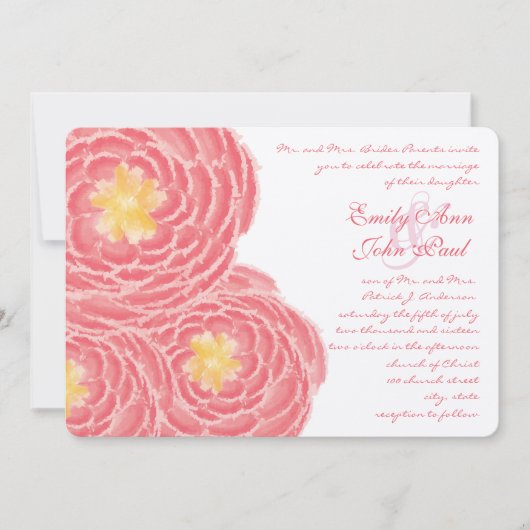 Moderne Floral Chrysanthemum Wedding Invitations Kaart (Voorkant)