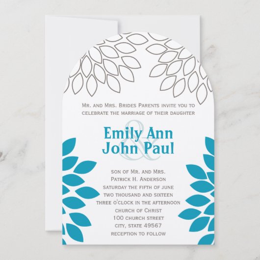Moderne Floral Chrysanthemum Wedding Invitations Kaart (Voorkant)
