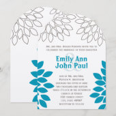 Moderne Floral Chrysanthemum Wedding Invitations Kaart (Voorkant / Achterkant)