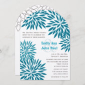 Moderne Floral Chrysanthemum Wedding Invitations Kaart (Voorkant / Achterkant)