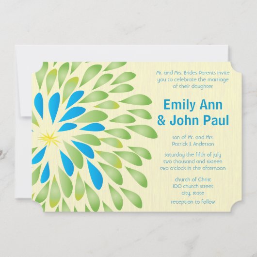Moderne Floral Chrysanthemum Wedding Invitations Kaart (Voorkant)