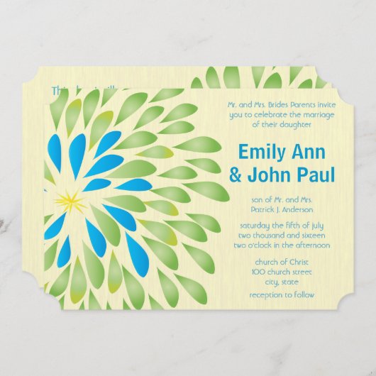 Moderne Floral Chrysanthemum Wedding Invitations Kaart (Voorkant / Achterkant)