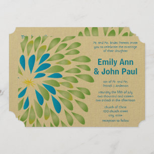 Moderne Floral Chrysanthemum Wedding Invitations Kaart