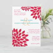Moderne Floral Chrysanthemum Wedding Invitations Kaart (Staand voorkant)