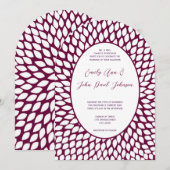 Moderne Floral Chrysanthemum Wedding Invitations Kaart (Voorkant / Achterkant)