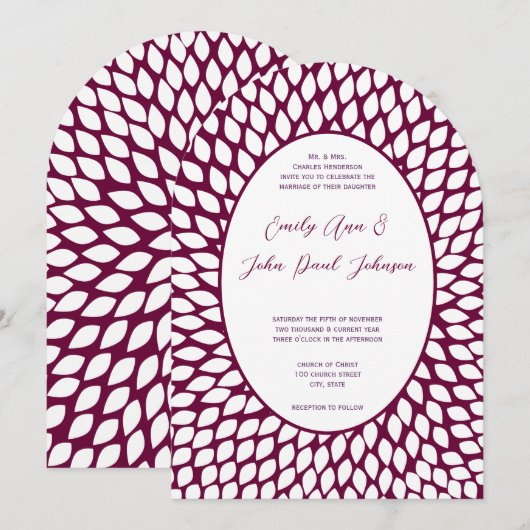 Moderne Floral Chrysanthemum Wedding Invitations Kaart (Voorkant / Achterkant)