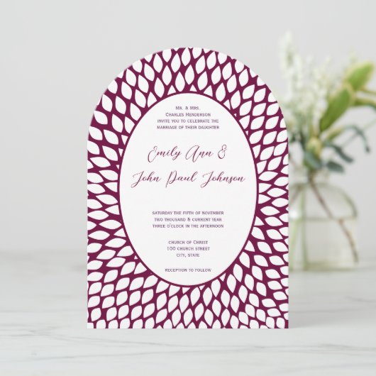 Moderne Floral Chrysanthemum Wedding Invitations Kaart (Staand voorkant)