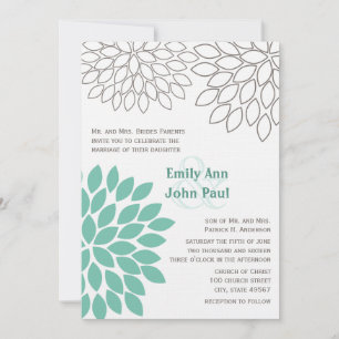 Moderne Floral Chrysanthemum Wedding Invitations Kaart