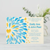 Moderne Floral Chrysanthemum Wedding Invitations Kaart (Staand voorkant)