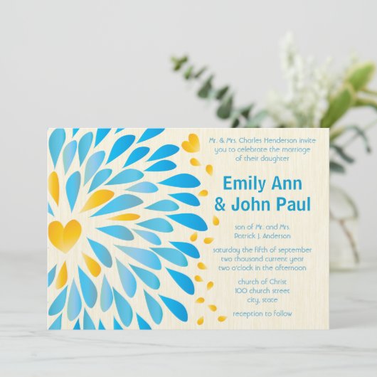 Moderne Floral Chrysanthemum Wedding Invitations Kaart (Staand voorkant)