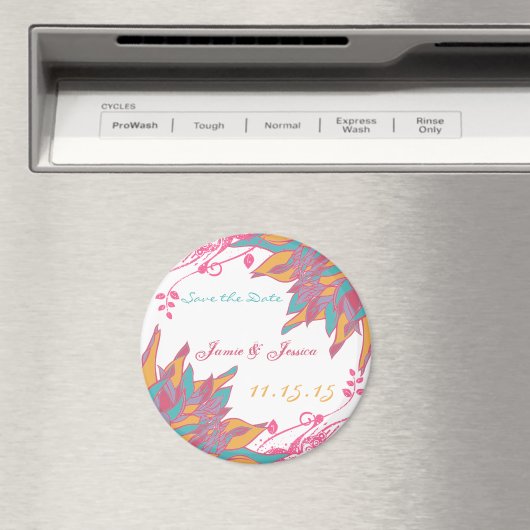 Moderne Floral Chrysanthemum Wedding Invitations Magneet (Insitu (Vaatwasser))