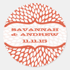 Moderne Floral Chrysanthemum Wedding Invitations Ronde Sticker