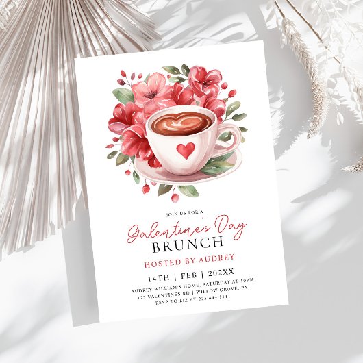 Moderne Floral Coffee Valentijnse  Galentines Brun Kaart