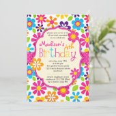 Moderne Floral Colorful Spring Cute Birthday Party Kaart (Staand voorkant)