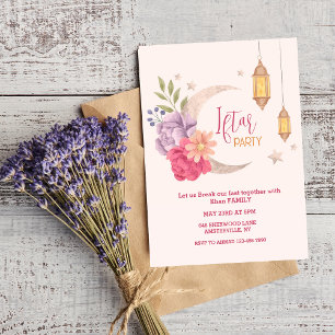 Moderne Floral Crescent Iftar Party uitnodiging