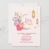 Moderne Floral Crescent Iftar Party uitnodiging (Voorkant)