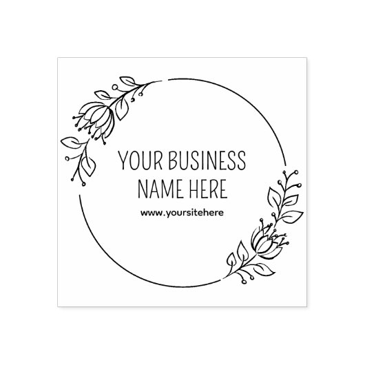 Moderne Floral Custom Bedrijfsnaam Rubberstempel (Afrduk)