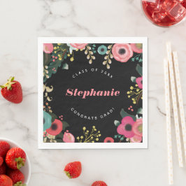 Moderne Floral Custom Graduation Party Servet