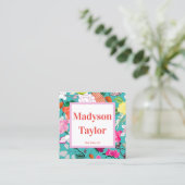 Moderne Floral Custom Typography Vierkante Visitekaartje (Staand voorkant)
