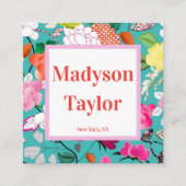 Moderne Floral Custom Typography Vierkante Visitekaartje (Voorkant)