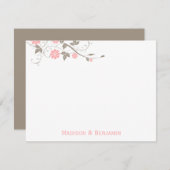 Moderne Floral - Dank u wel - Zacht roze Notitiekaartje (Voorkant / Achterkant)