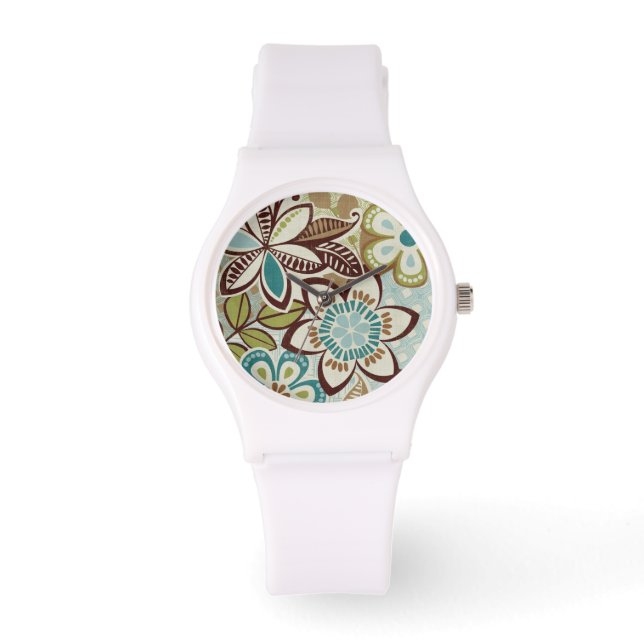 Moderne Floral Design Horloge (Voorkant)