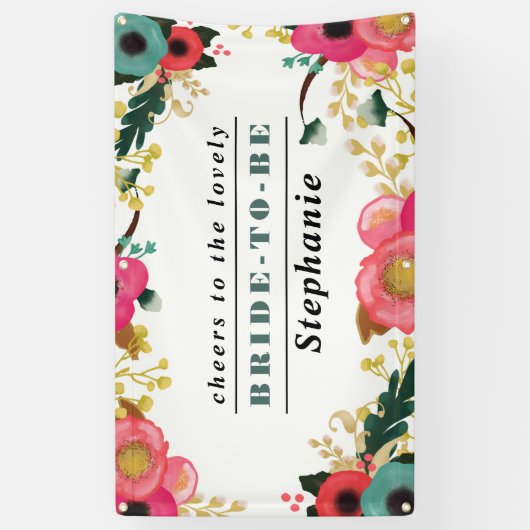 Moderne Floral Design Large Vrijgezellenfeest Bann Spandoek (Verticaal)