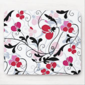 Moderne Floral Design Muismat - Rood/wit/zwart (Voorkant)