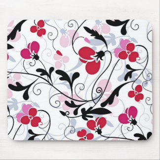 Moderne Floral Design Muismat - Rood/wit/zwart