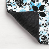 Moderne Floral Design Muismat - zwart/blauw/wit (Hoek)