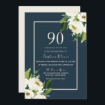 Moderne Floral Elegant Greenery 90th Birthday Kaart<br><div class="desc">Modern White Floral Elegant Greenery 90th Birthday Uitnodiging Zie bijbehorend collectie in Niche en Nest Store</div>