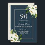 Moderne Floral Elegant Greenery 90th Birthday Kaart<br><div class="desc">Modern White Floral Elegant Greenery 90th Birthday Uitnodiging Zie bijbehorend collectie in Niche en Nest Store</div>