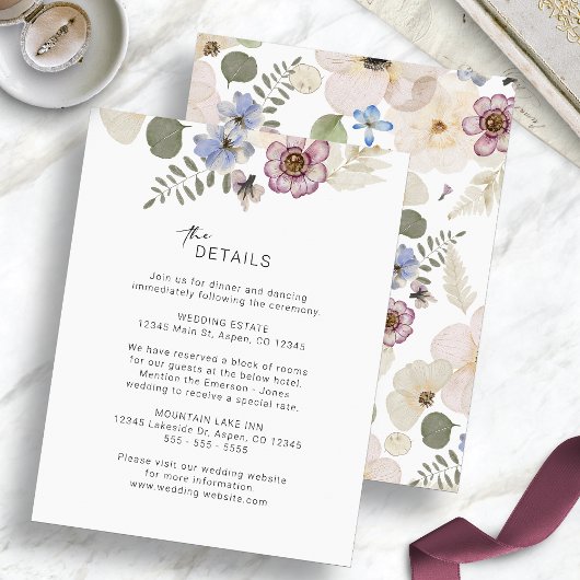 Moderne Floral Enclosure Card Informatiekaartje