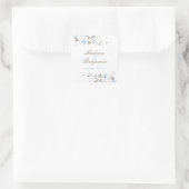 Moderne Floral Favor Sticker - Aqua Blue (Tas)