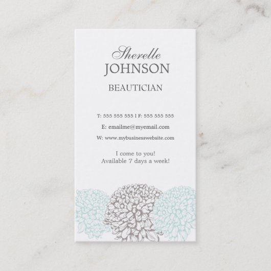 Moderne Floral Flowers Neutrale Beauticienkaarten Visitekaartje (Voorkant)