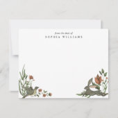  moderne Floral Garden Greenery Rabbit Bird Notitiekaartje (Voorkant)