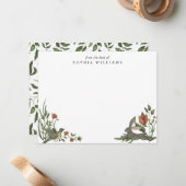  moderne Floral Garden Greenery Rabbit Bird Notitiekaartje (Voorkant / Achterkant in situ)