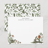  moderne Floral Garden Greenery Rabbit Bird Notitiekaartje (Voorkant / Achterkant)