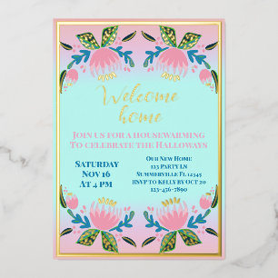 Moderne Floral Garden Housewarming Party Folie Uitnodiging
