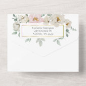 Moderne Floral Gold bruiloft All In One Uitnodiging (Achterkant)