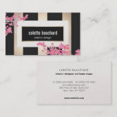 Moderne  Floral Gold Stripes Designer Visitekaartje (Voorkant / Achterkant)