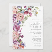 Moderne Floral Graduation Party Uitnodiging (Voorkant)