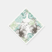 Moderne Floral  Grafische Flowers Aqua Black Servetten (Hoek)
