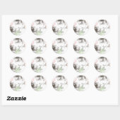 Moderne Floral  Grafische Flowers Roze zwart Ronde Sticker (Vel)