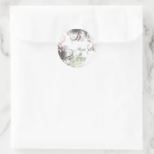 Moderne Floral  Grafische Flowers Roze zwart Ronde Sticker (Tas)
