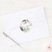 Moderne Floral  Grafische Flowers Roze zwart Ronde Sticker (Envelop)