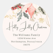 Moderne Floral Holly Jolly Christmas Envelope Seal Ronde Sticker (Voorkant)