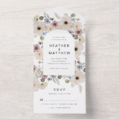 Moderne Floral in één bruiloft All In One Uitnodiging (Binnen)